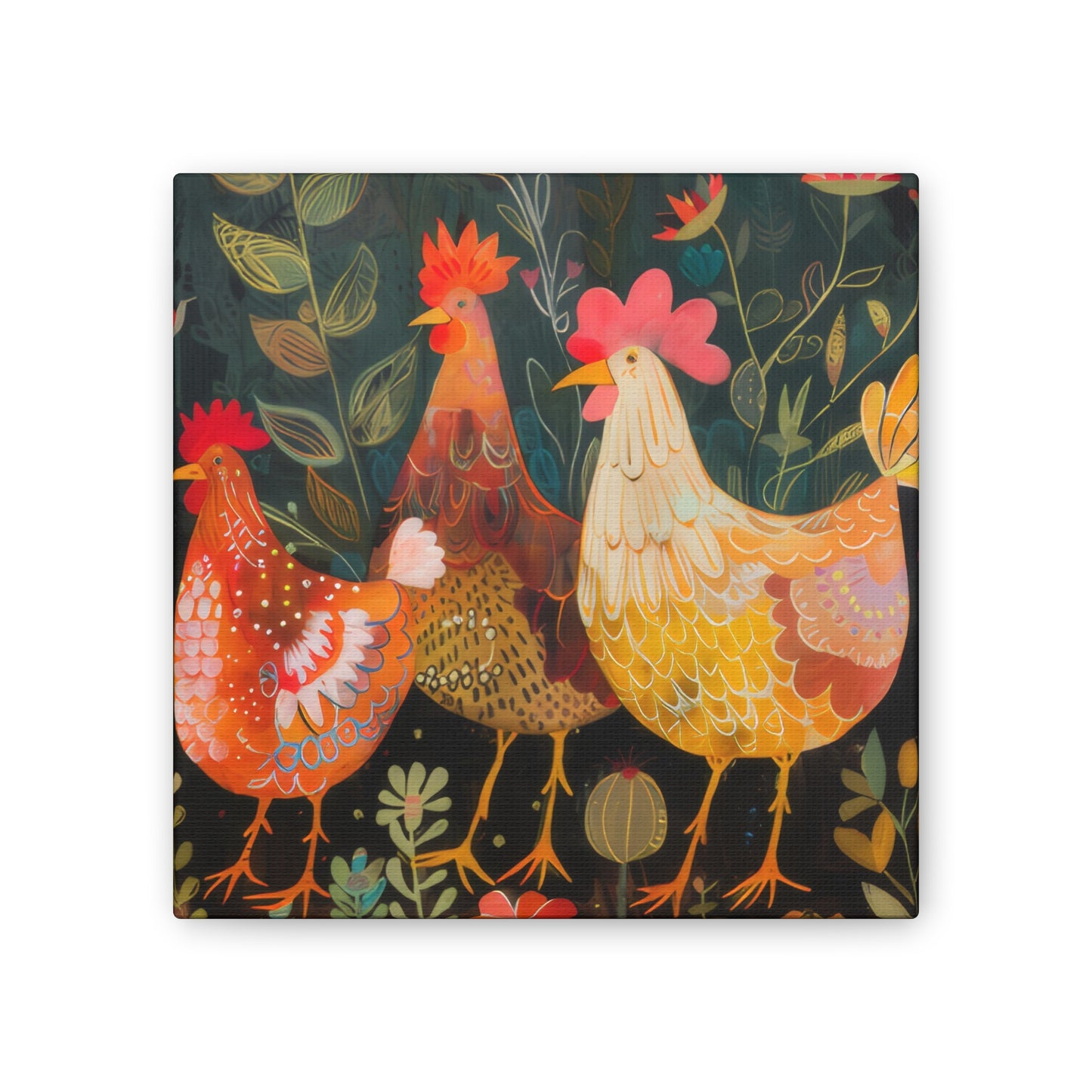 Chickens - Canvas Stretched, 0.75" - Canvas Stretched, 0.75"