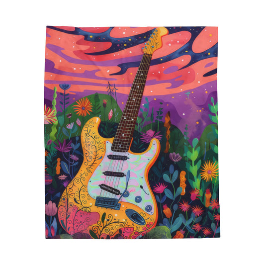 Retro Guitar - Velveteen Plush Blanket