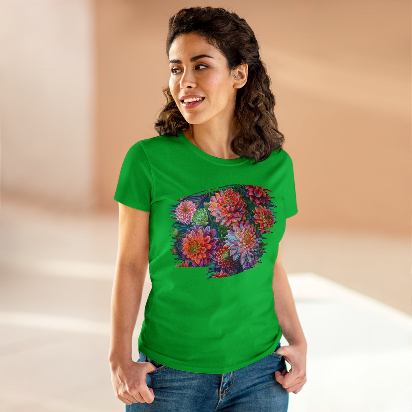 Pastel Flowers - Women's Midweight Cotton Tee