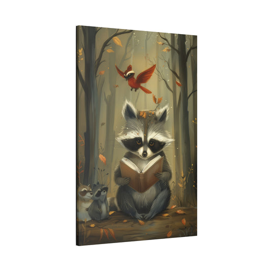 Reading Raccoon - Canvas Stretched, 0.75"