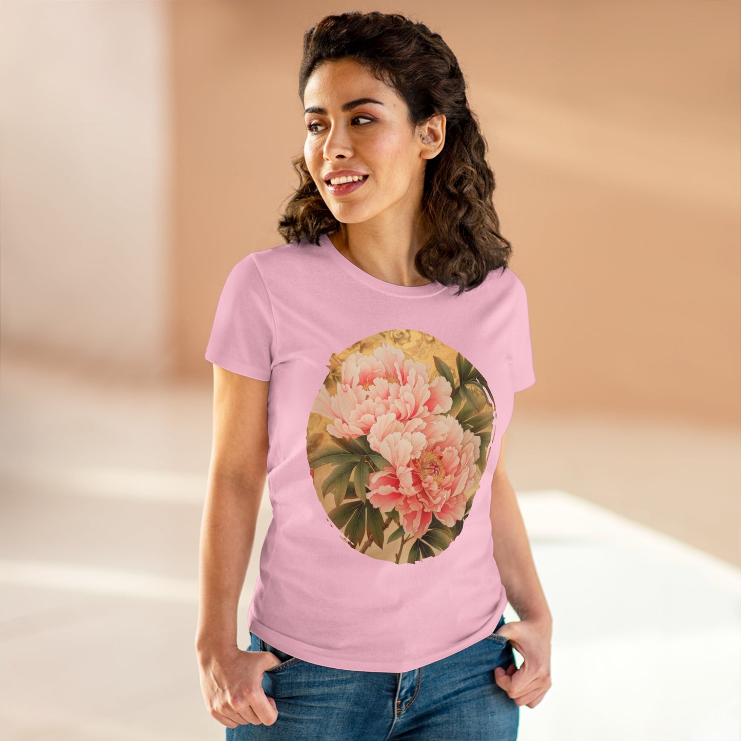 Peony - Flower - Women's Midweight Cotton Tee