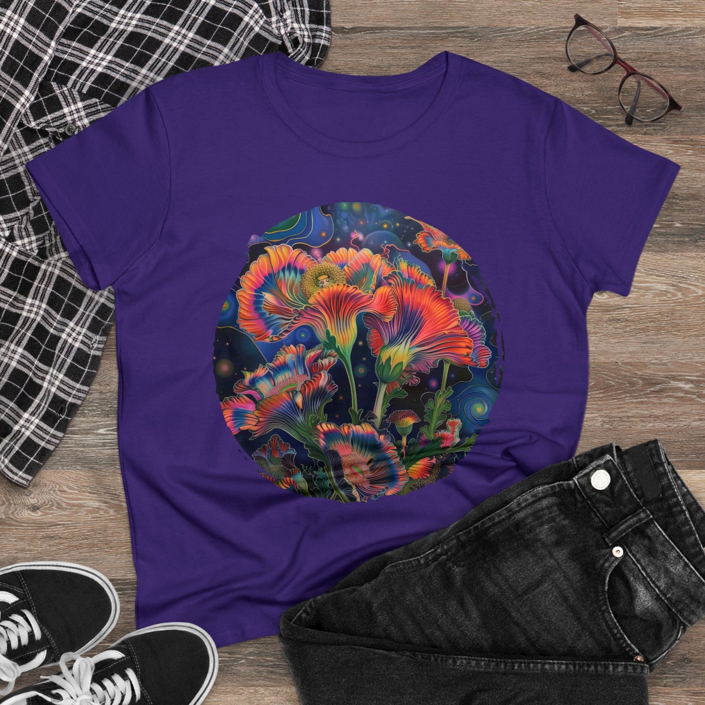 Pastel Flowers - Women's Midweight Cotton Tee