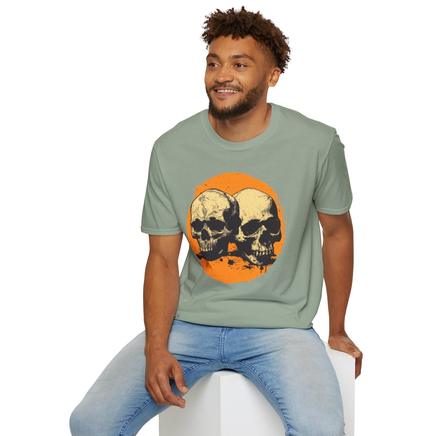 Skulls on Orange - Unisex Softstyle T-Shirt