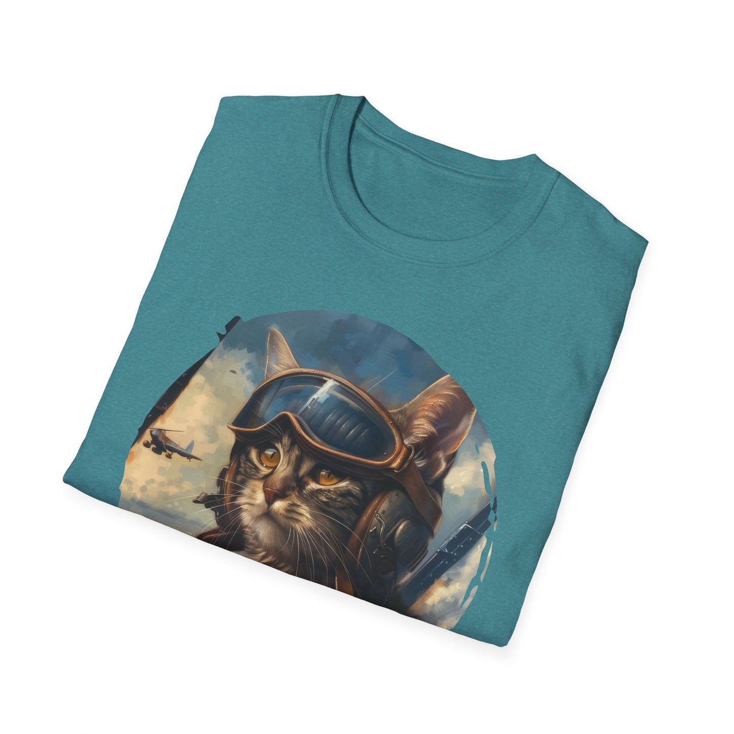 Cat Fighter Pilot - Unisex Softstyle T-Shirt