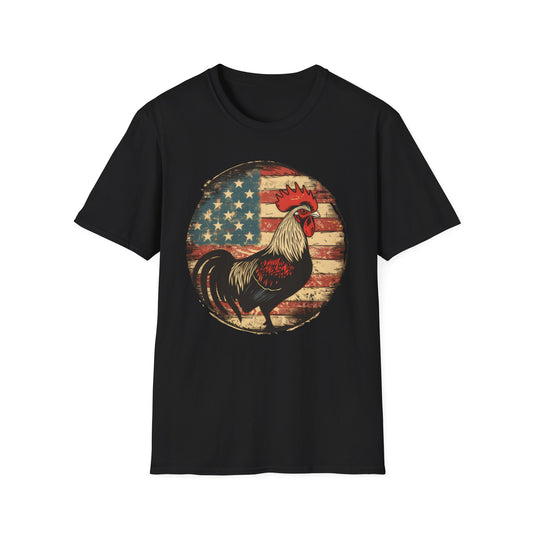 Rooster and Flag - Unisex Softstyle T-Shirt