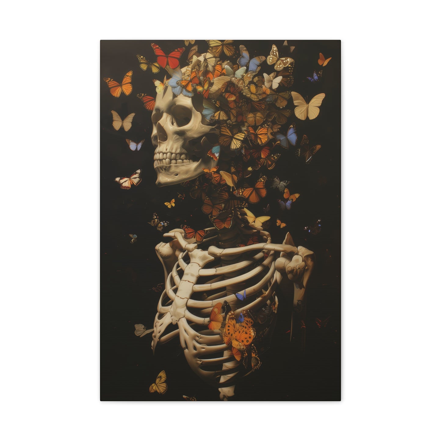 Skeleton and Butterflies - Canvas Stretched, 0.75"