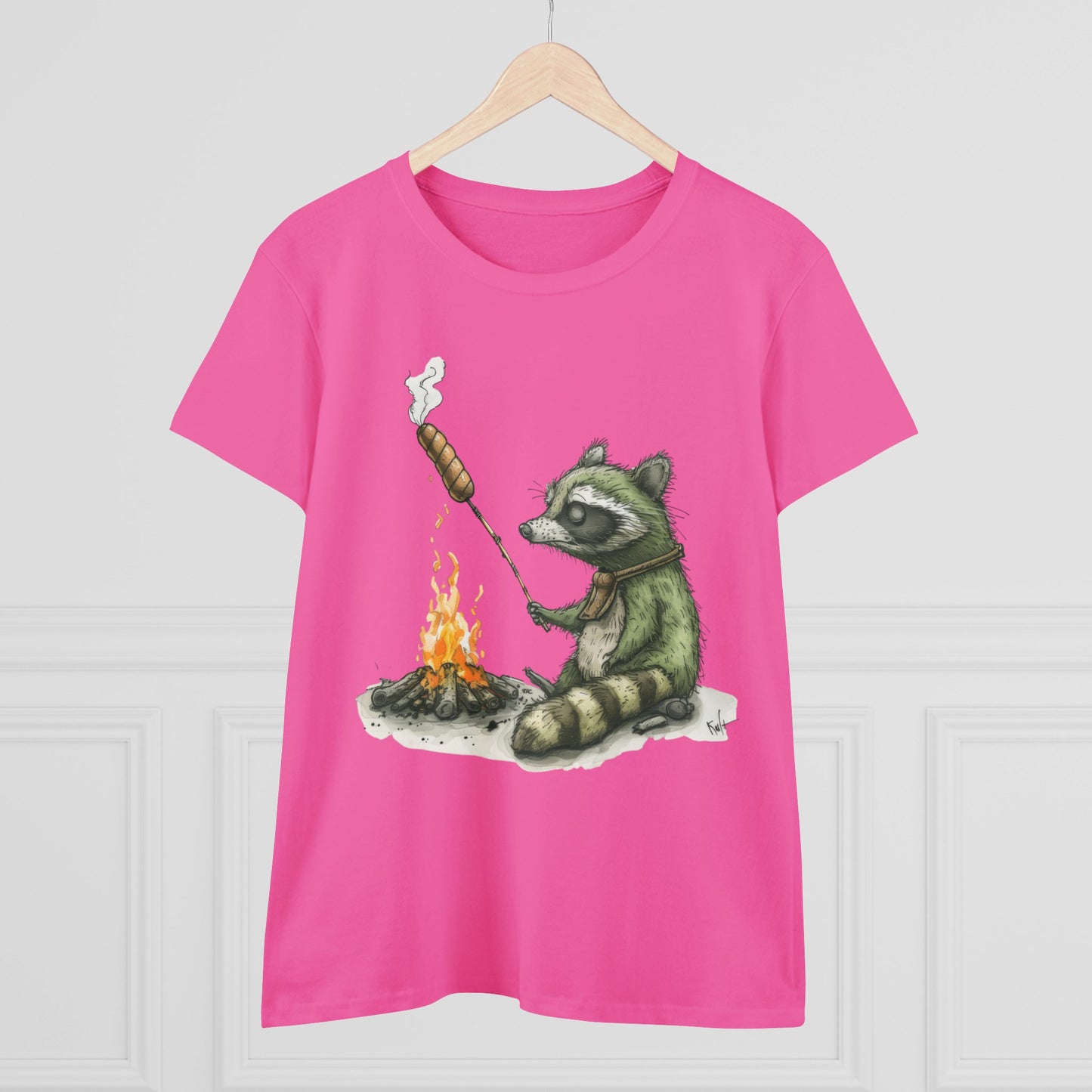 Raccoon Campfire - Women's Midweight Cotton Tee