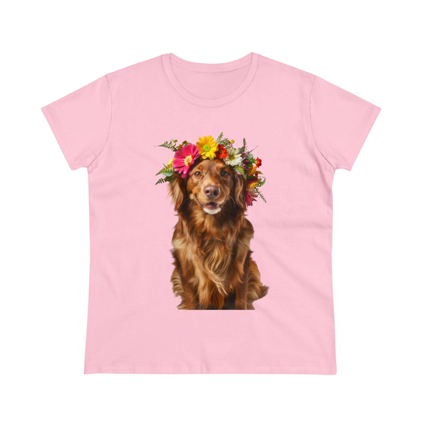 Dog's Flower Crown - Women's Midweight Cotton Tee