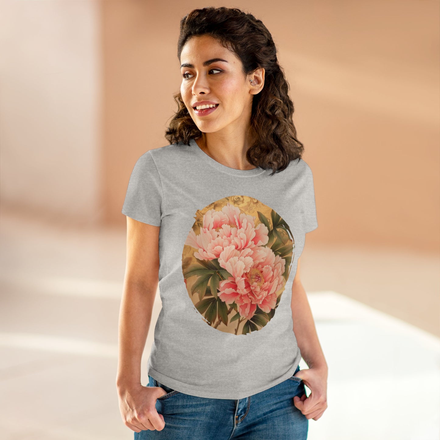 Peony - Flower - Women's Midweight Cotton Tee