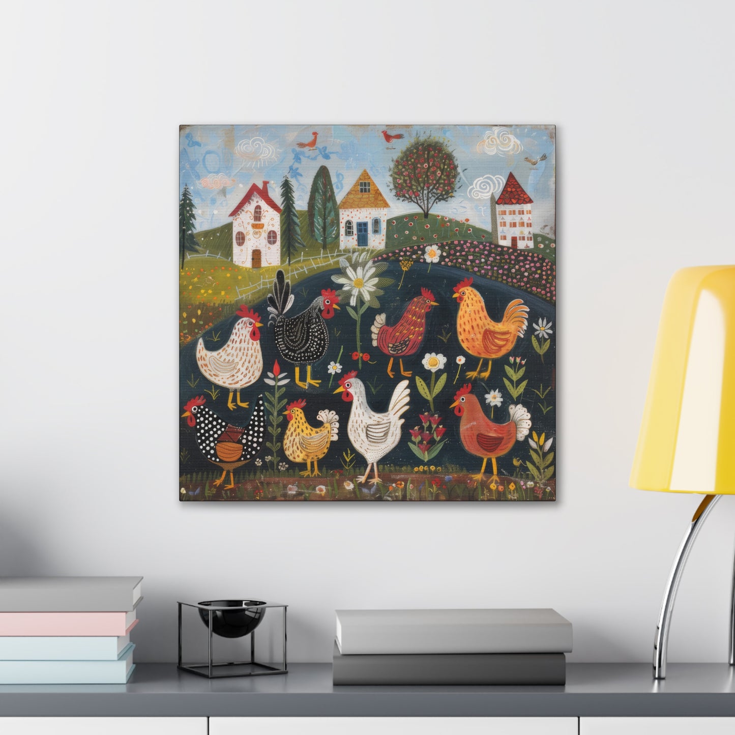 Chickens - Canvas Stretched, 0.75" - Canvas Stretched, 0.75"