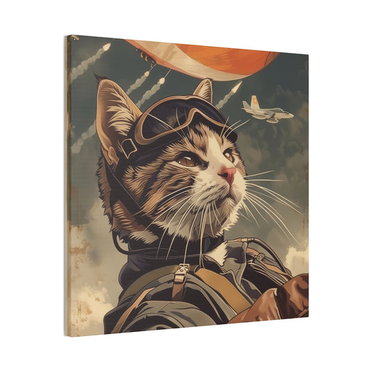 Kitty Fighter Pilot - Canvas Stretched, 0.75"