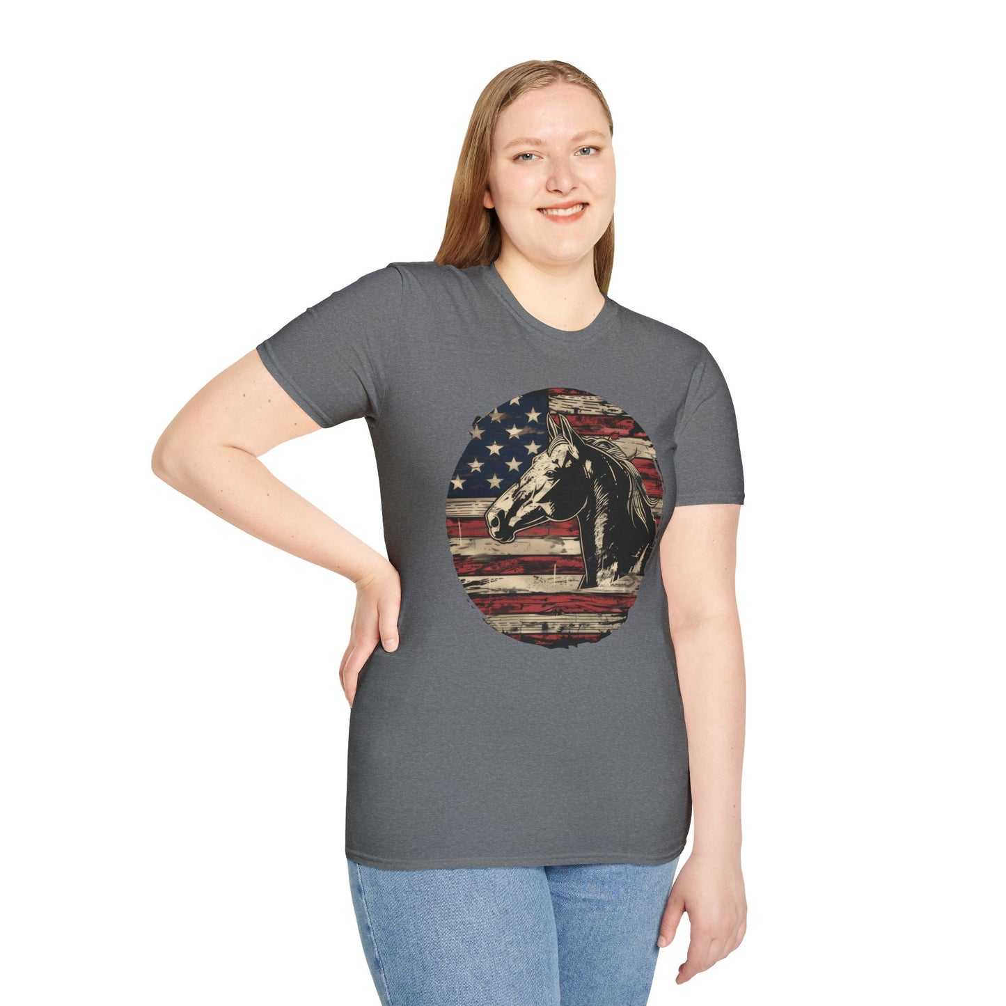 Horse and Flag - Unisex Softstyle T-Shirt