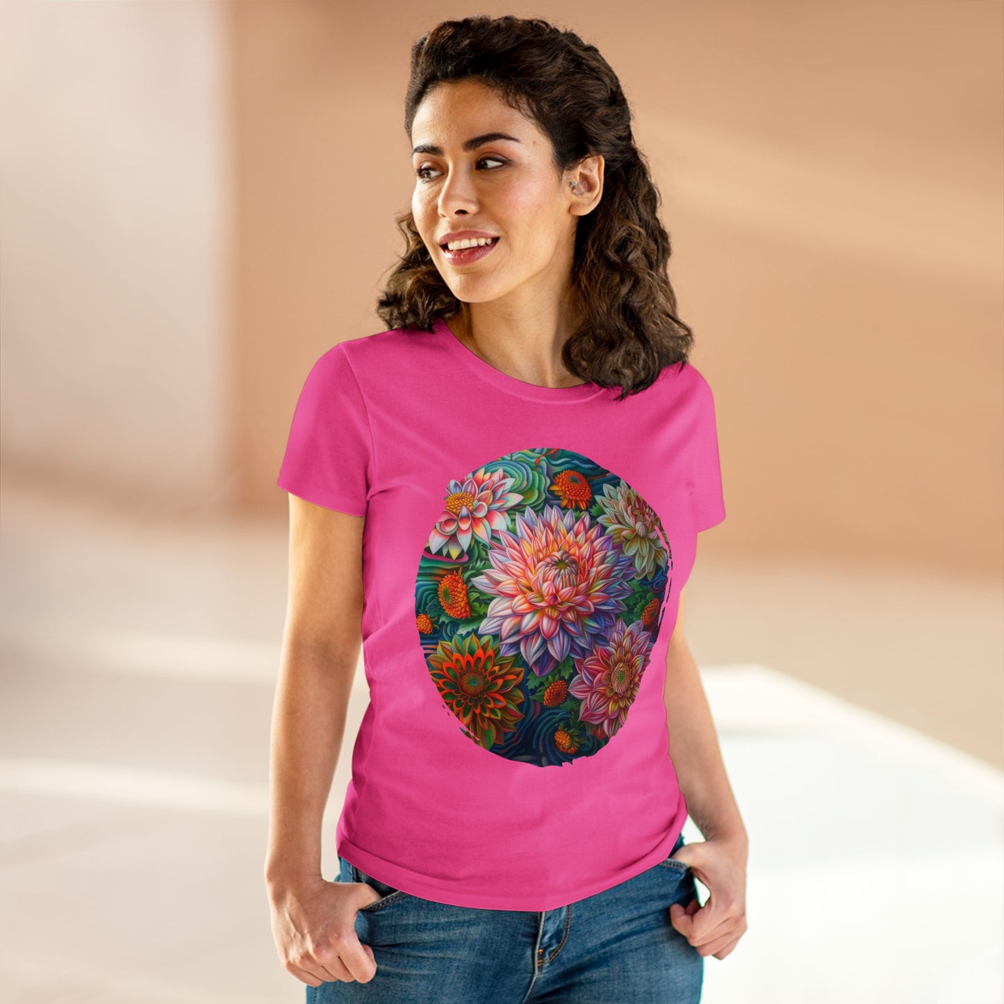 Pastel Flowers - Women's Midweight Cotton Tee