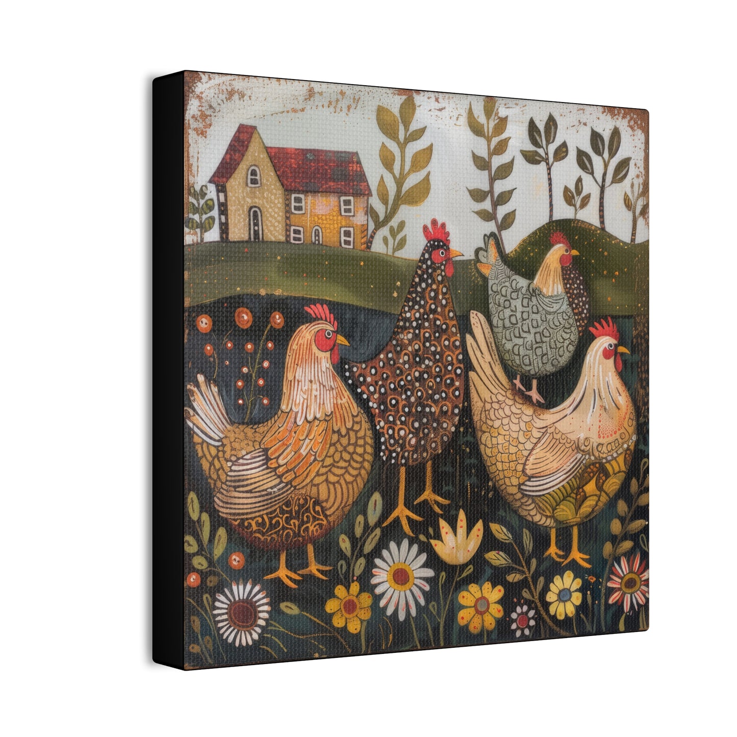 Chickens - Canvas Stretched, 0.75" - Canvas Stretched, 0.75"