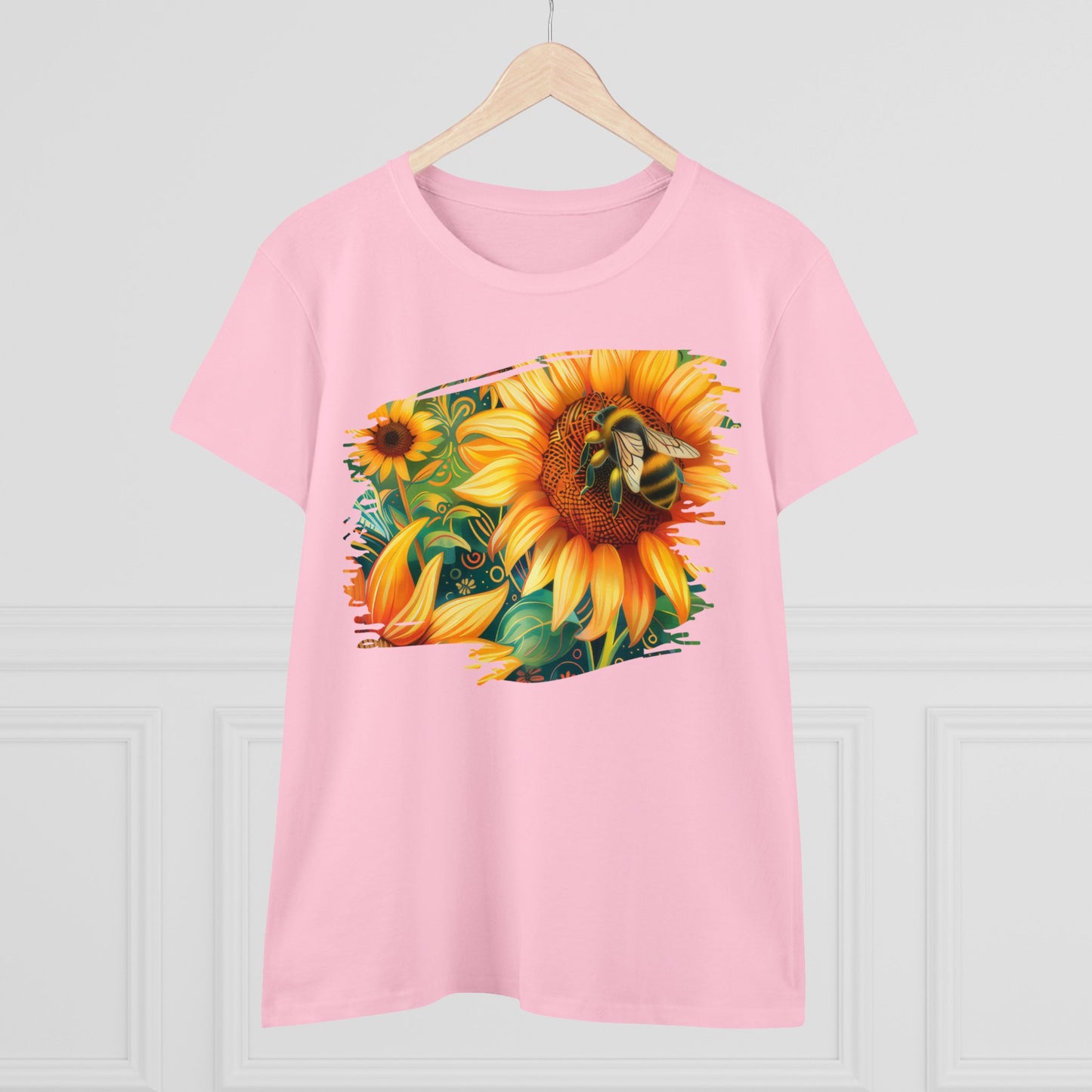 Sunflowers and Bee - Women's Midweight Cotton Tee