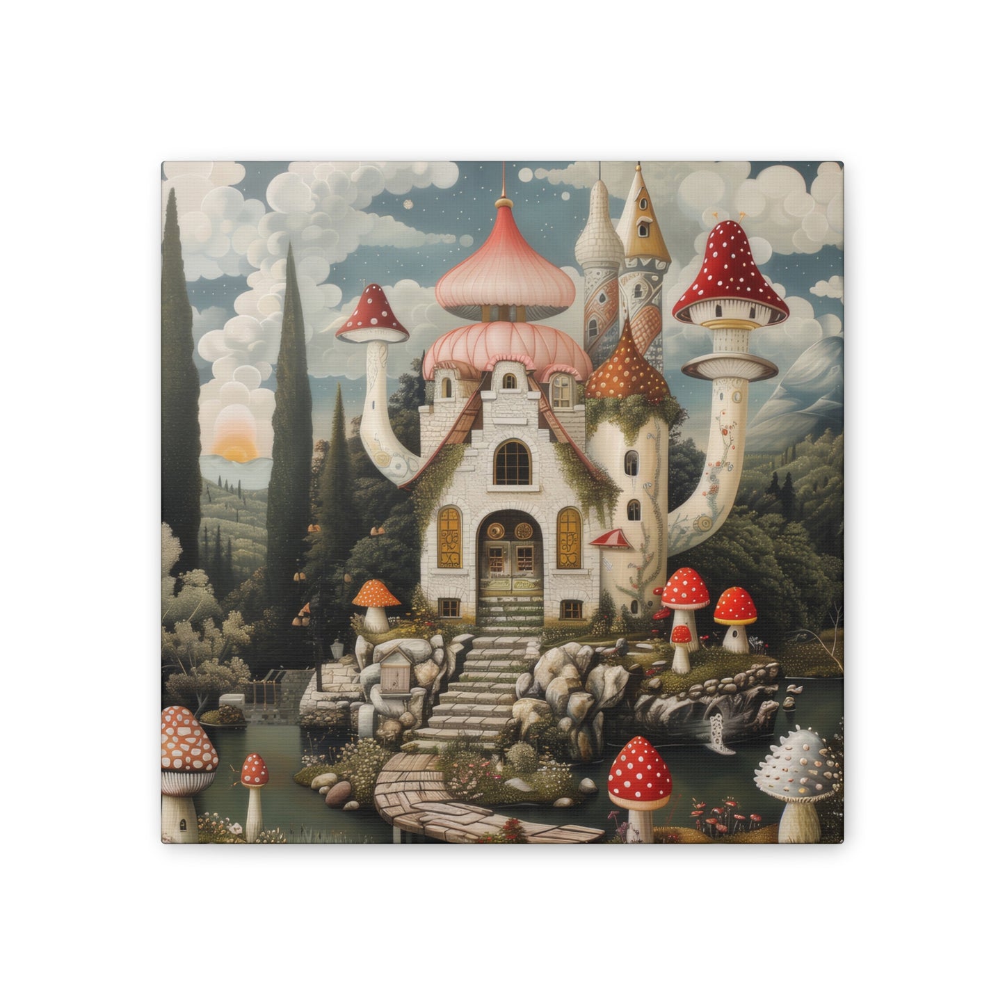 Mushroom House - Canvas Stretched, 0.75"