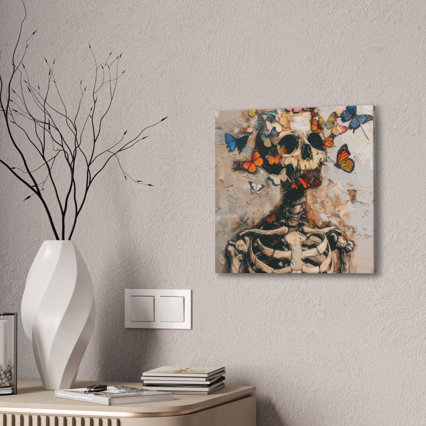 Skulls and Butterflies - Canvas Stretched, 0.75"