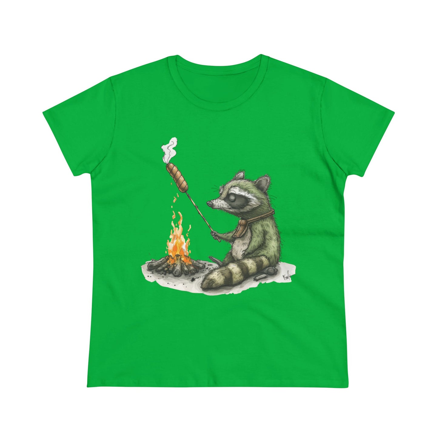 Raccoon Campfire - Women's Midweight Cotton Tee