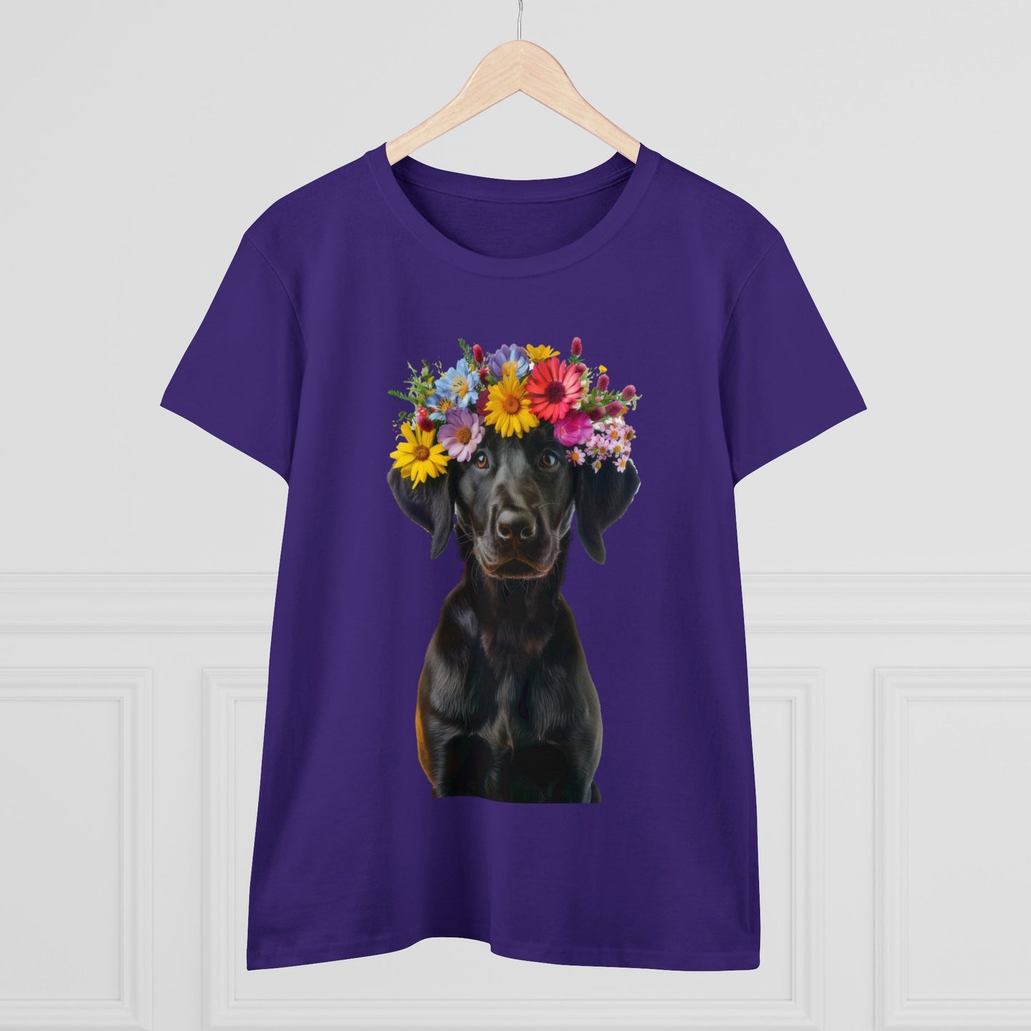 Dog's Flower Crown - Women's Midweight Cotton Tee