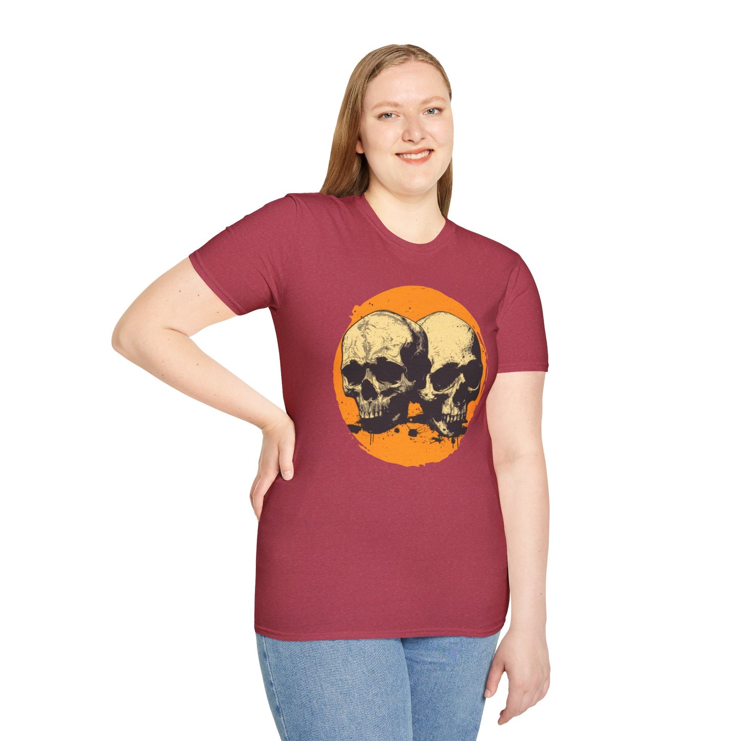 Skulls on Orange - Unisex Softstyle T-Shirt