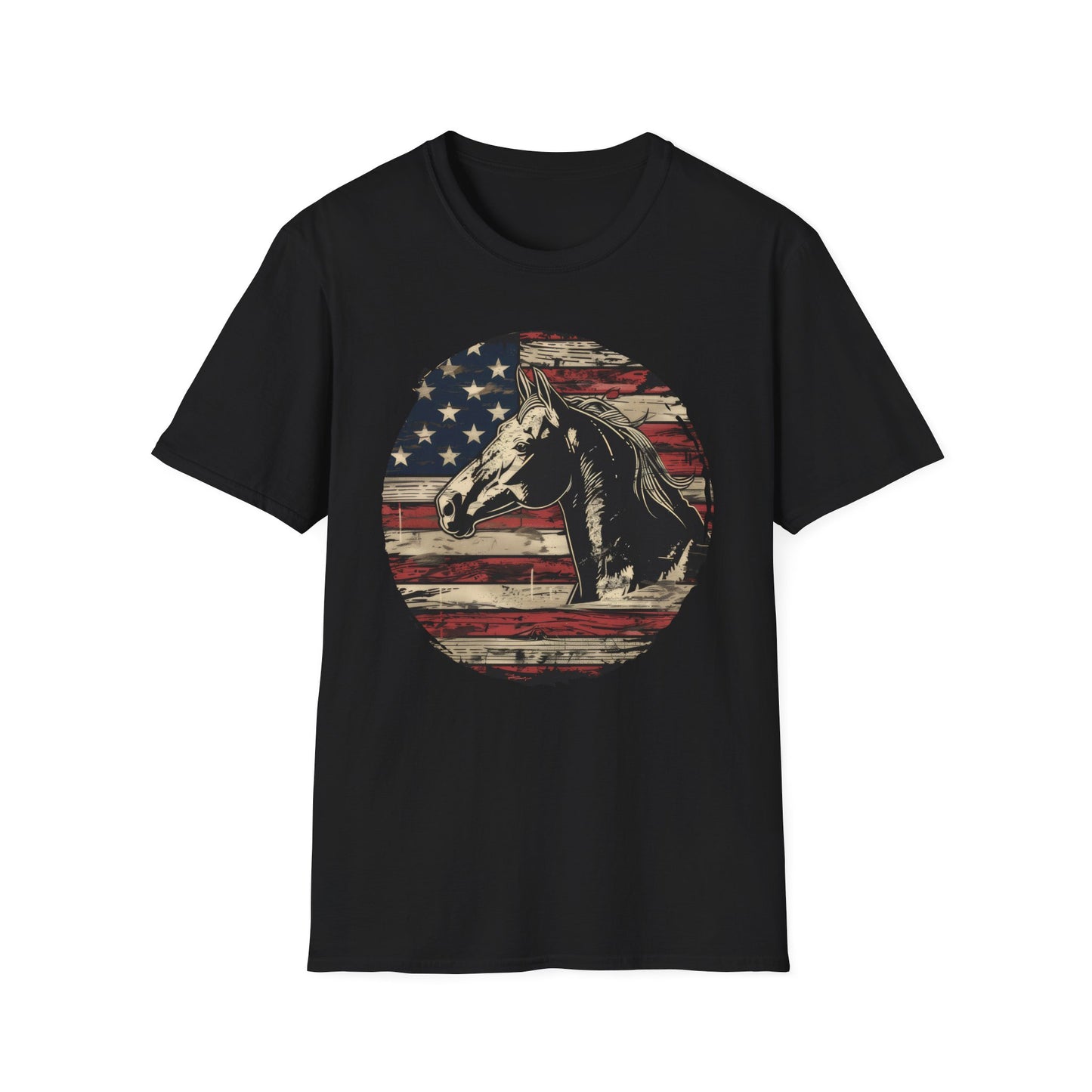 Horse and Flag - Unisex Softstyle T-Shirt