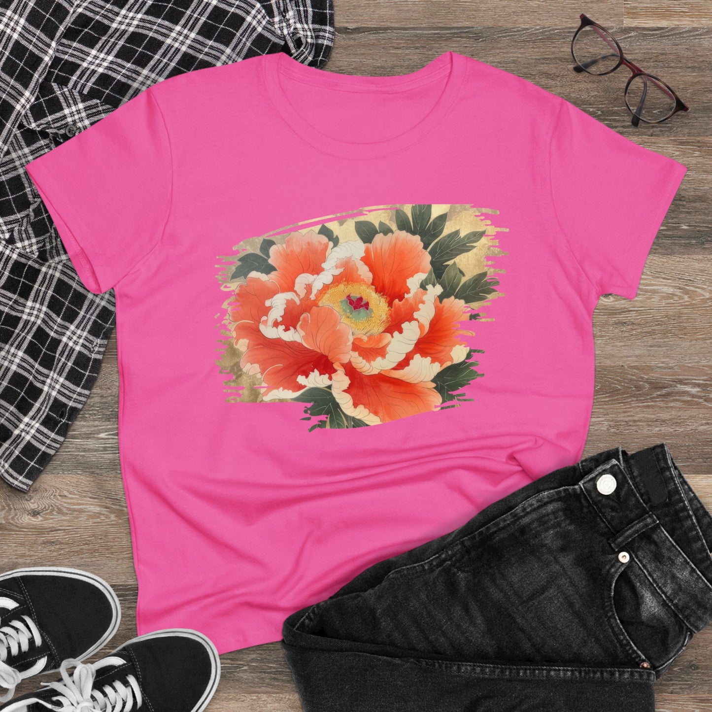 Peony - Flower - Women's Midweight Cotton Tee