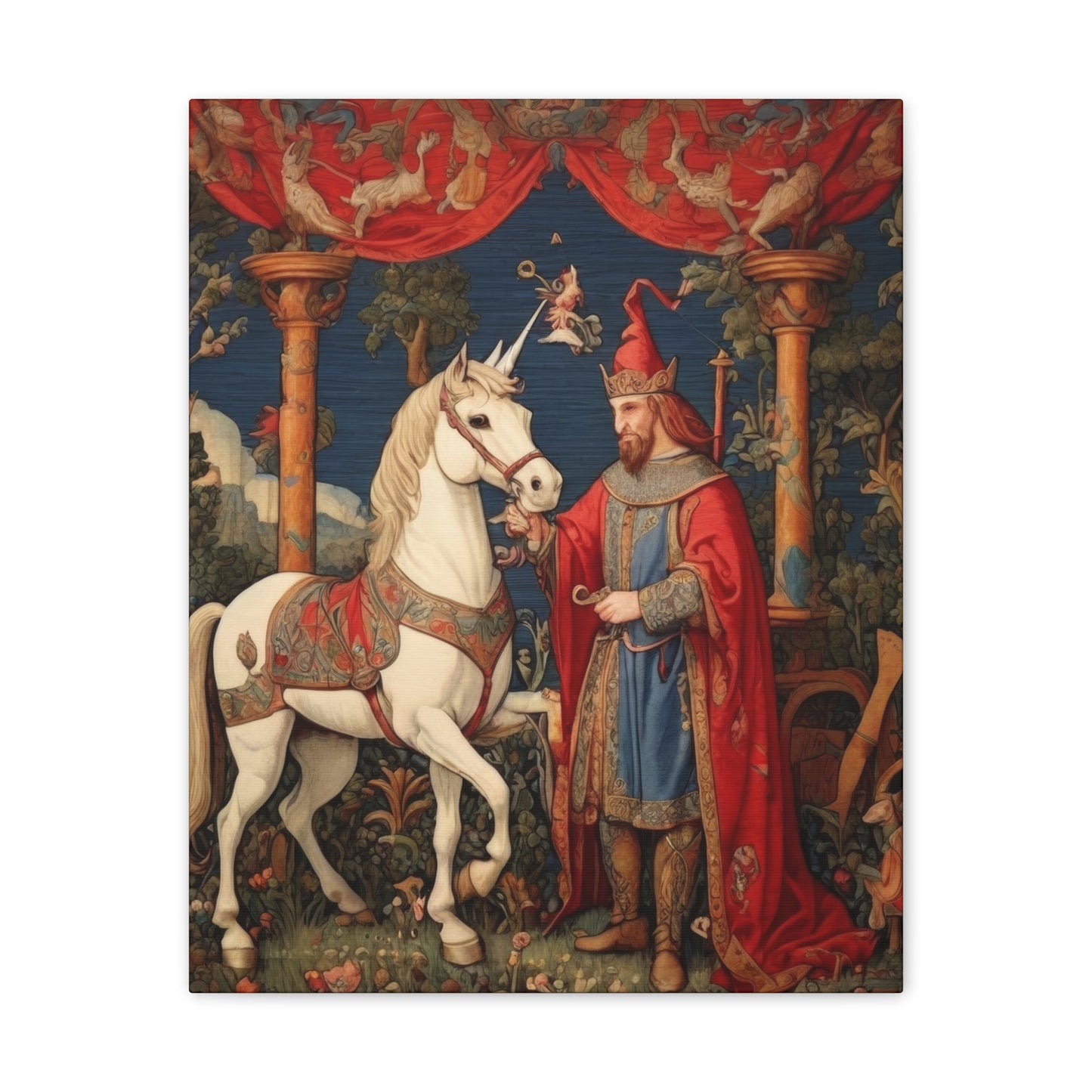 Mage and the Unicorn Tapestry - Canvas Stretched, 0.75"