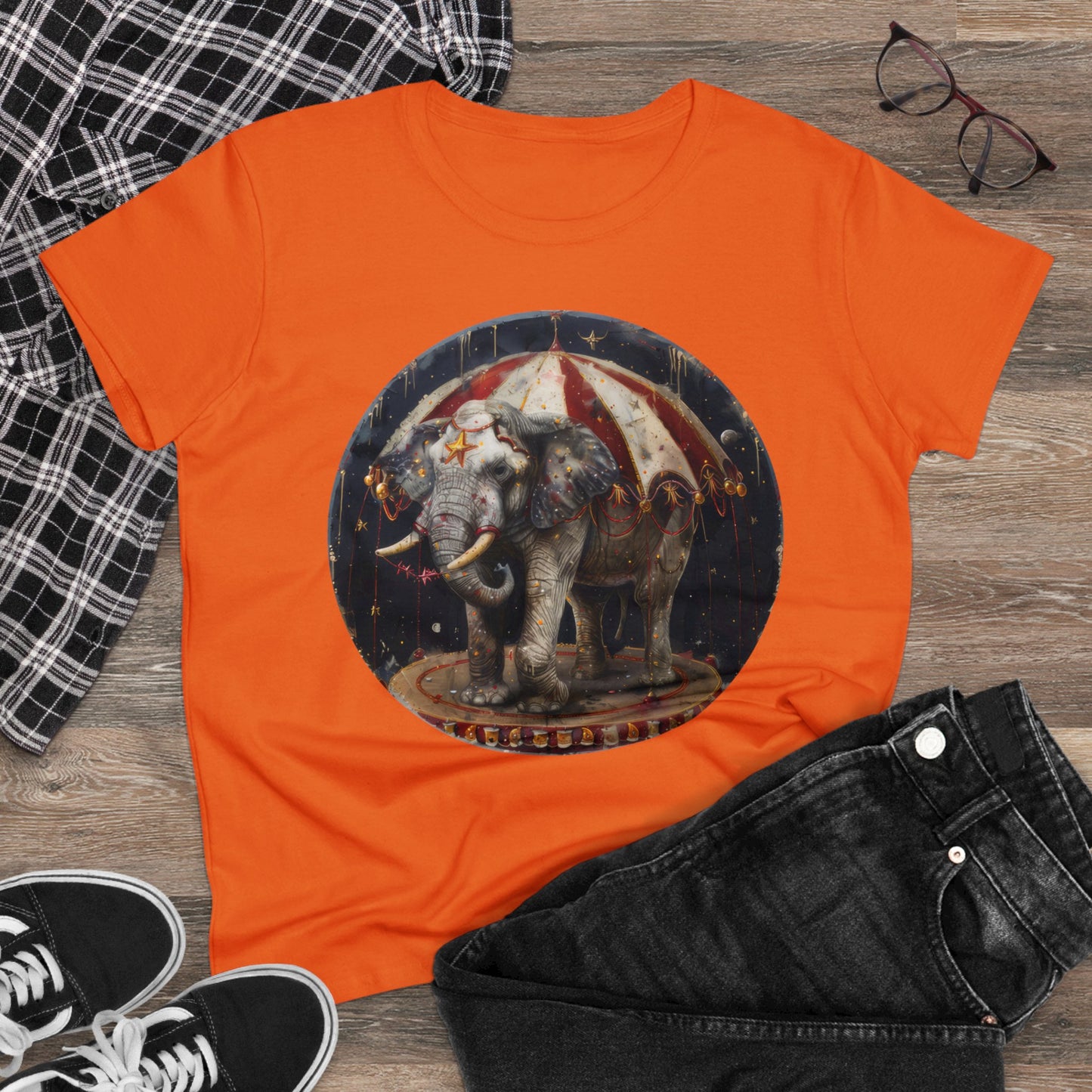 Circus Elephant - Women's Midweight Cotton Tee