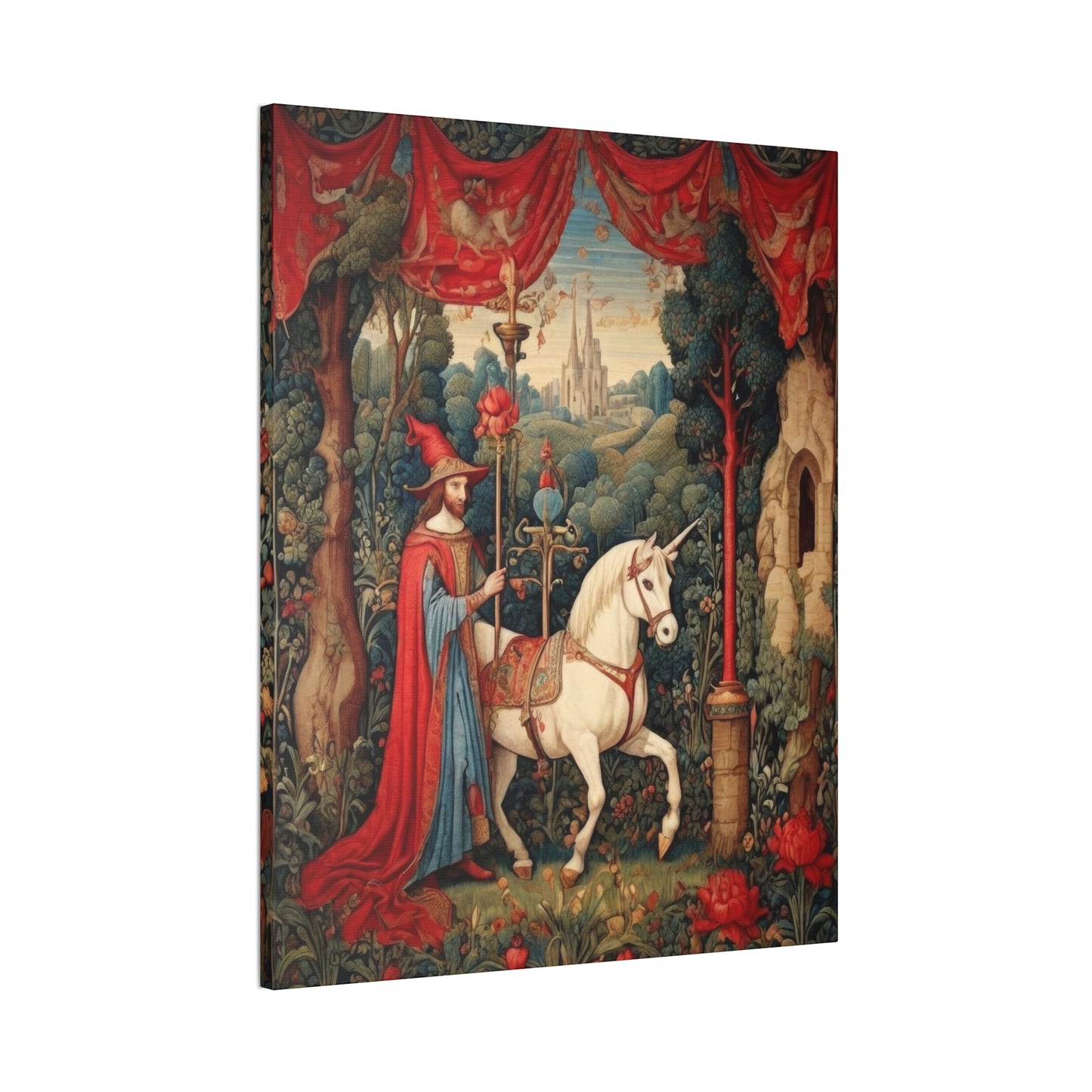 Mage and the Unicorn Tapestry - Canvas Stretched, 0.75"