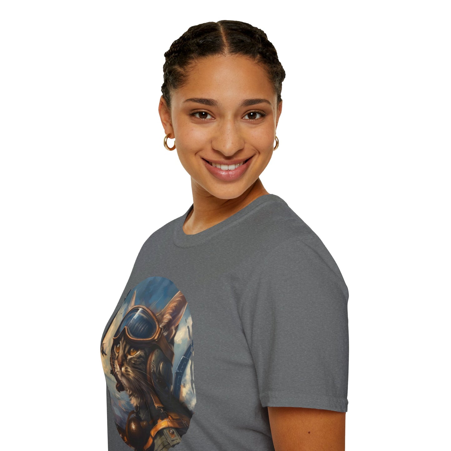 Cat Fighter Pilot - Unisex Softstyle T-Shirt