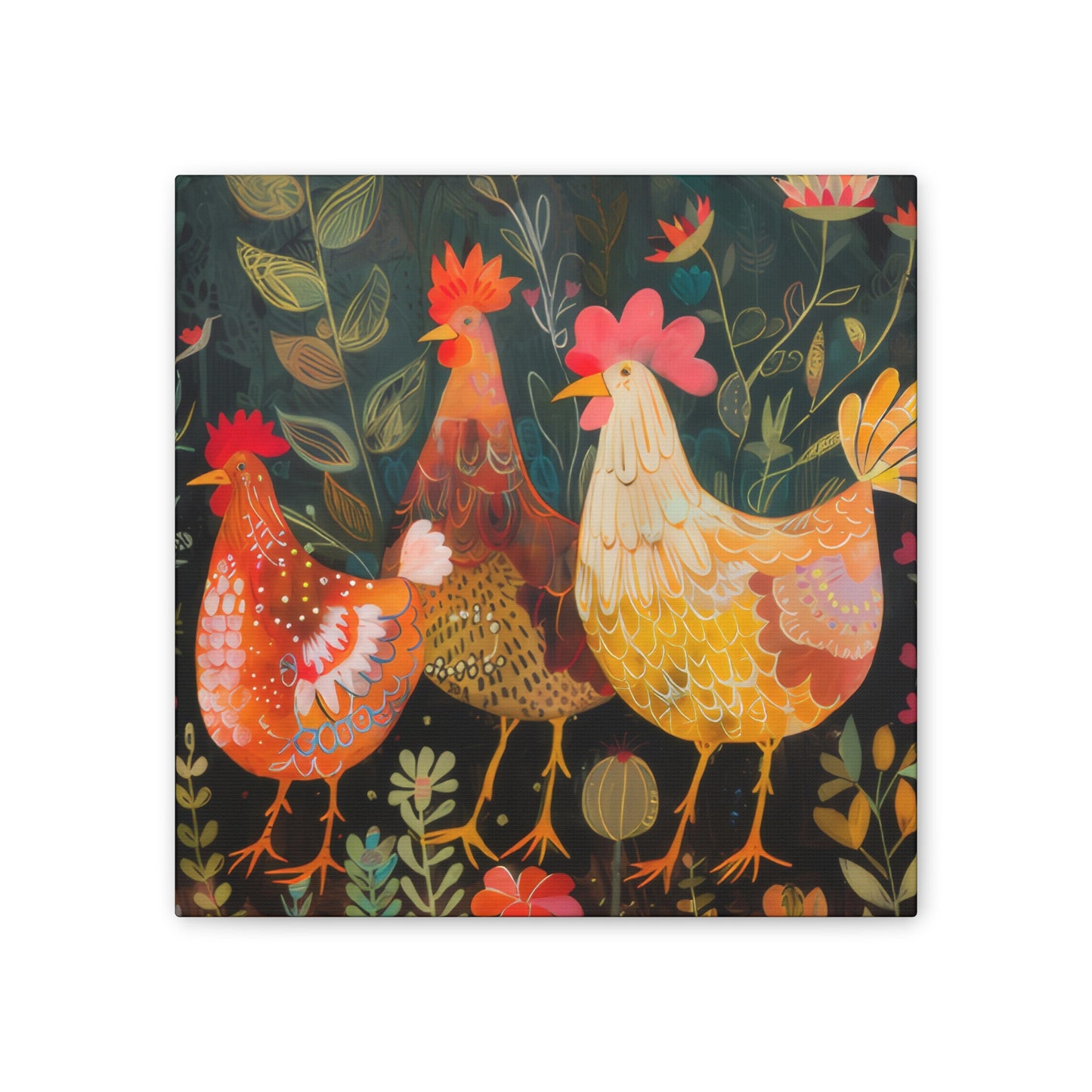 Chickens - Canvas Stretched, 0.75" - Canvas Stretched, 0.75"