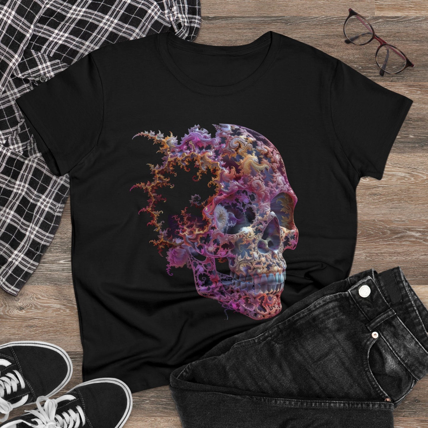 Fractal Skull - Women's Midweight Cotton Tee