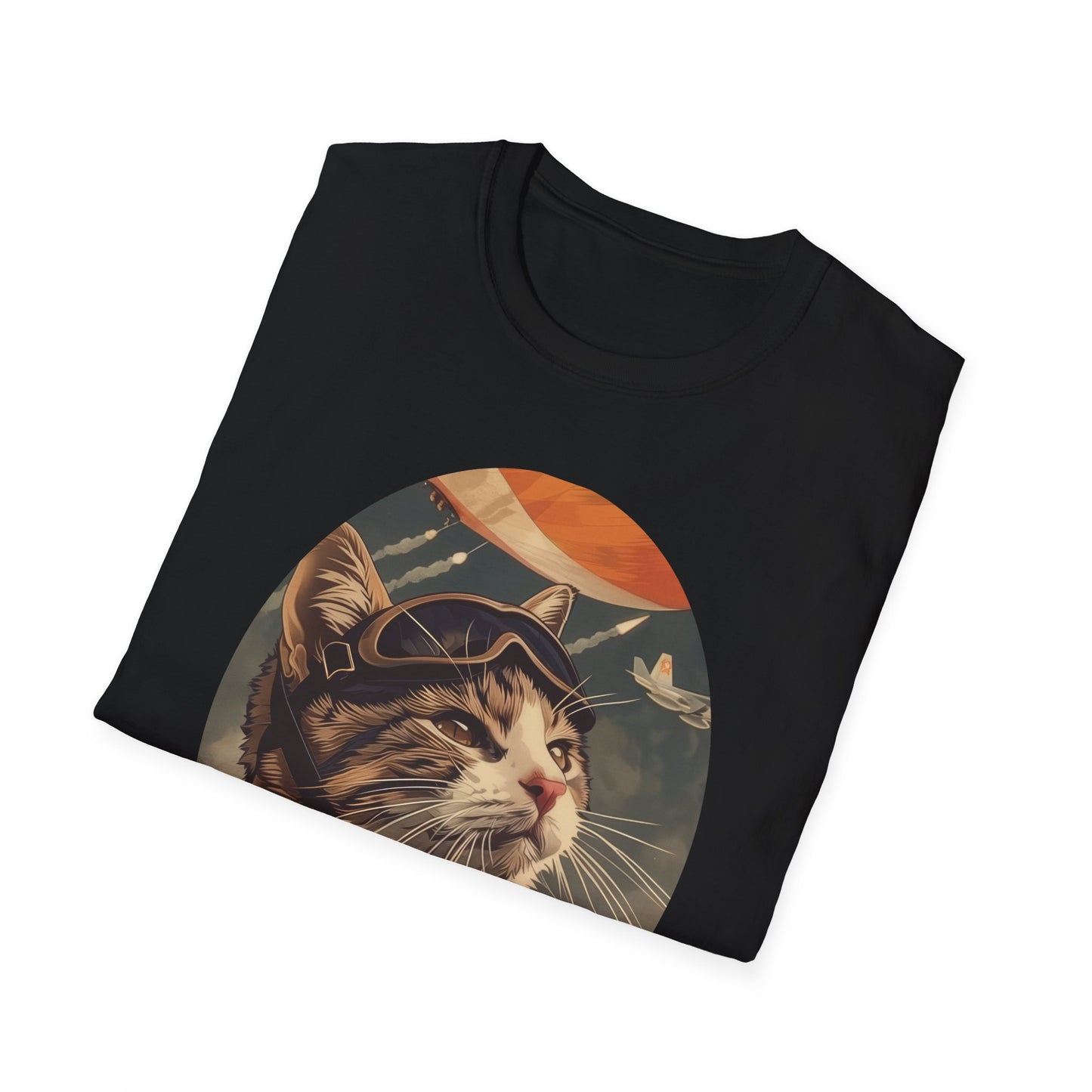 Cat Fighter Pilot - Unisex Softstyle T-Shirt