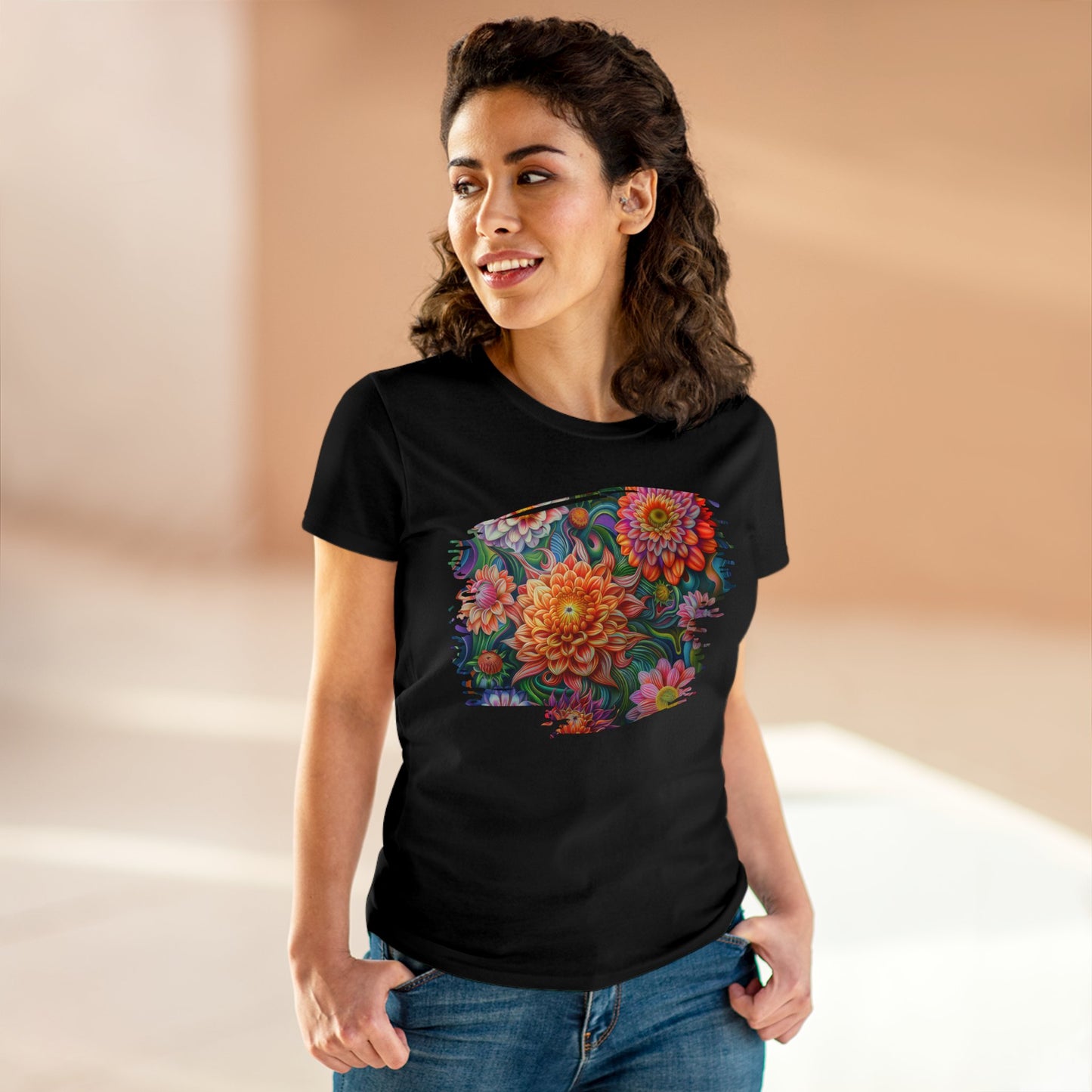 Pastel Flowers - Women's Midweight Cotton Tee