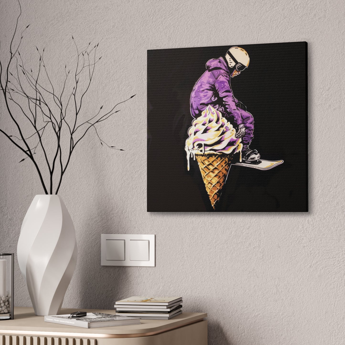 Snowboarder in Ice Cream - Canvas Stretched, 0.75"