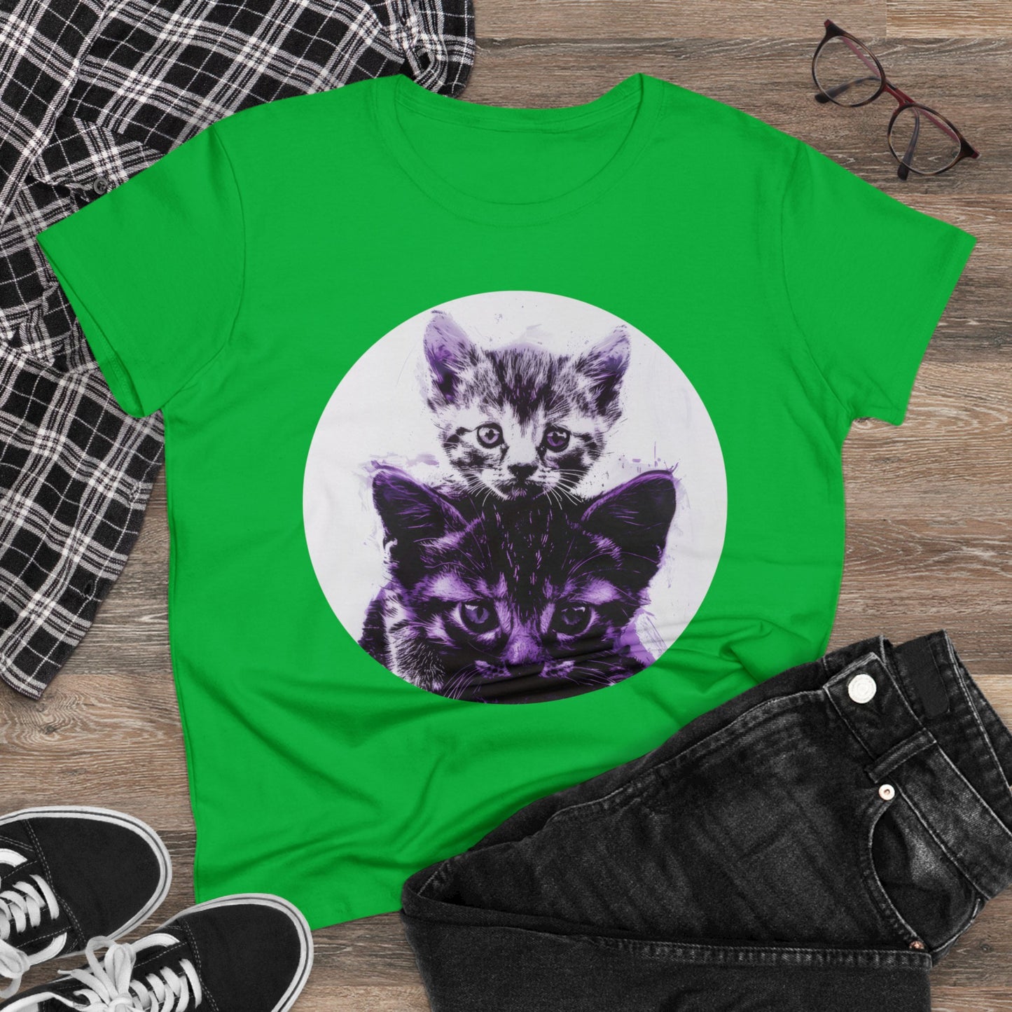 Stacked Cats - Women's Midweight Cotton Tee