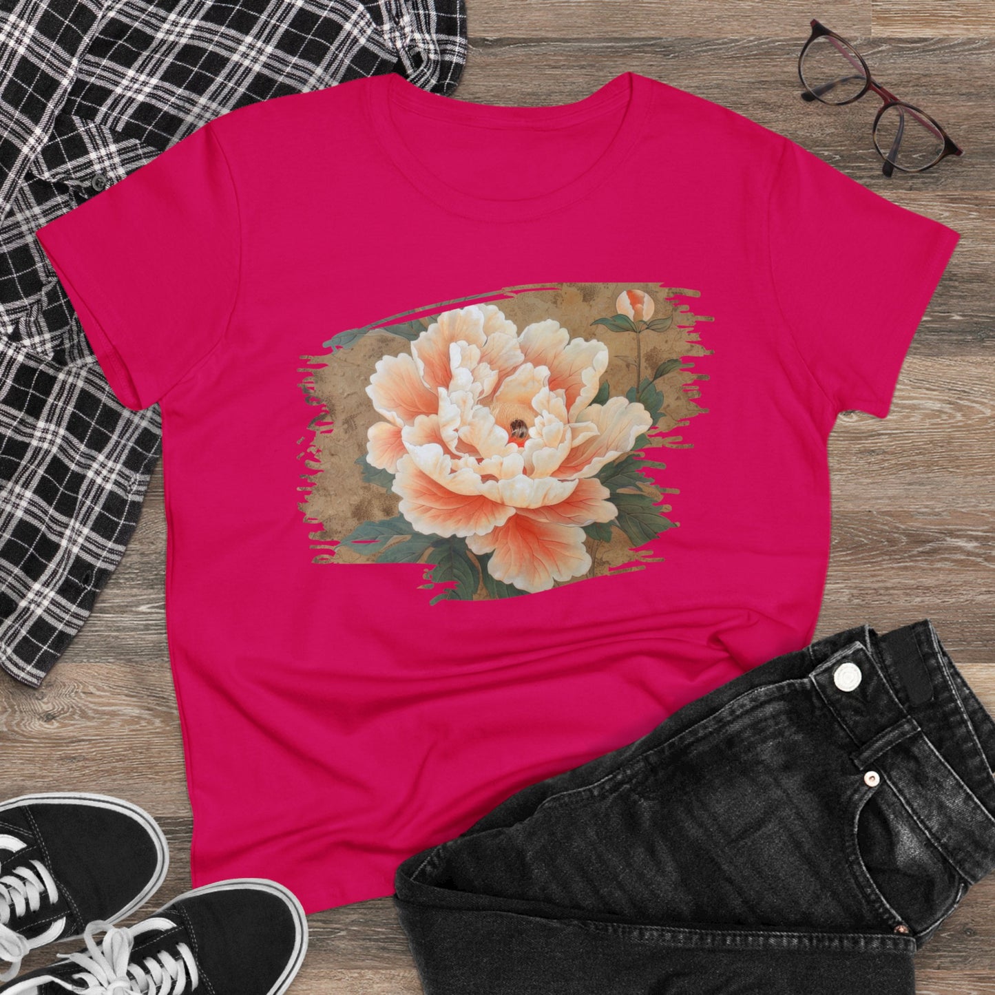 Peony - Flower - Women's Midweight Cotton Tee