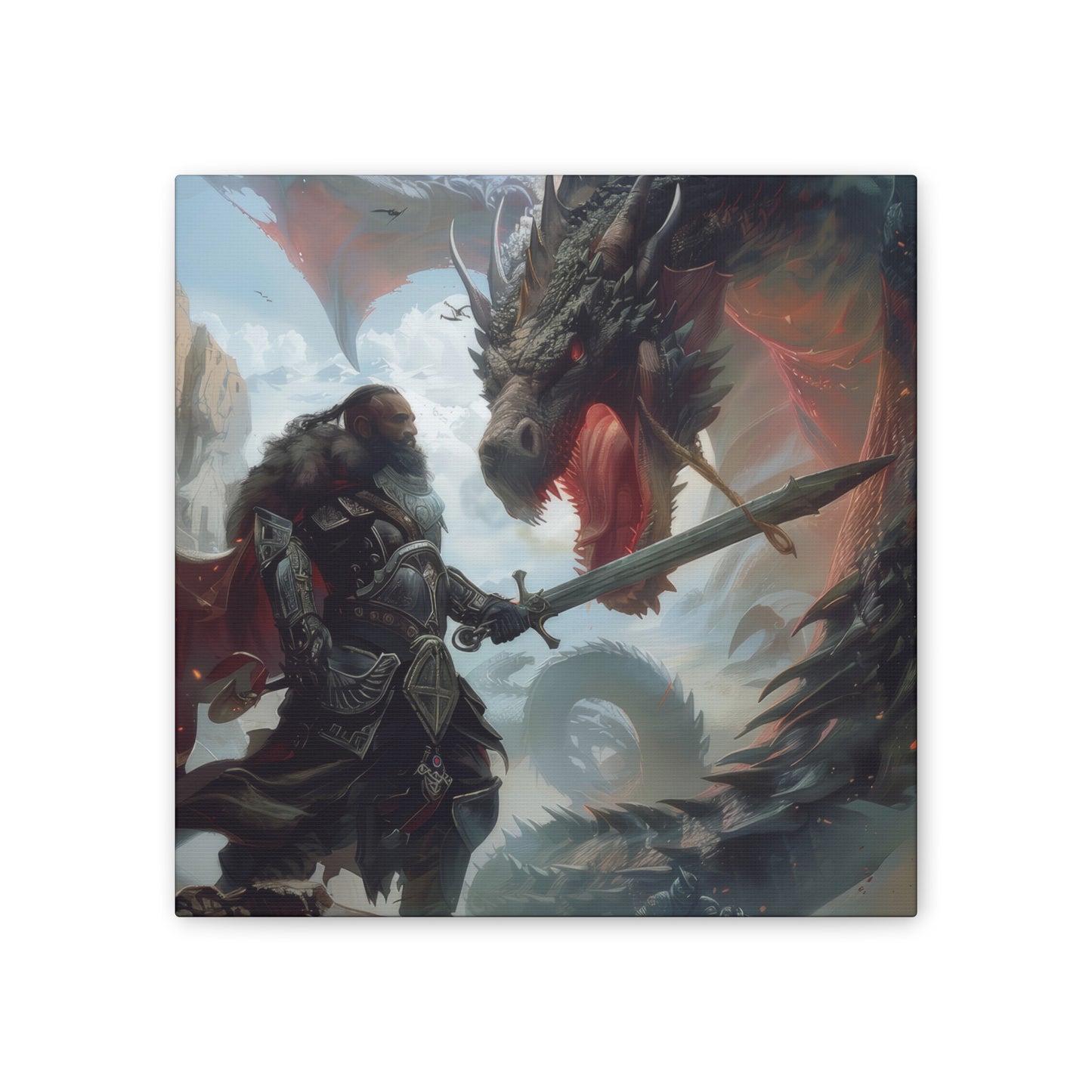 Fighter and Dragon - Canvas Stretched, 0.75"