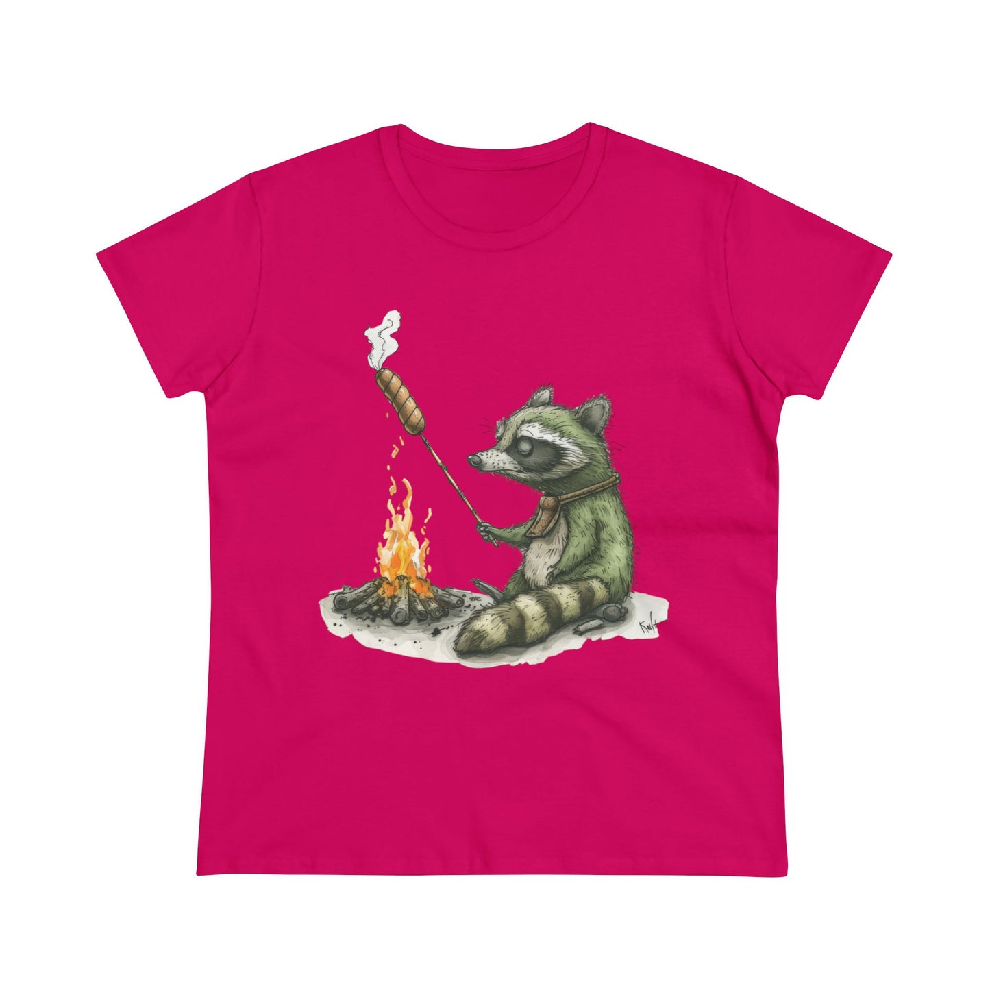 Raccoon Campfire - Women's Midweight Cotton Tee