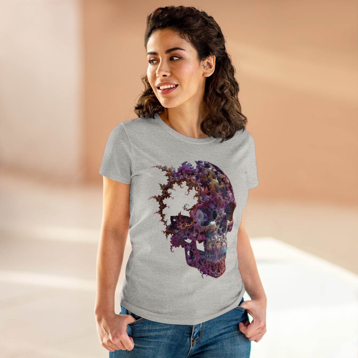 Fractal Skull - Women's Midweight Cotton Tee