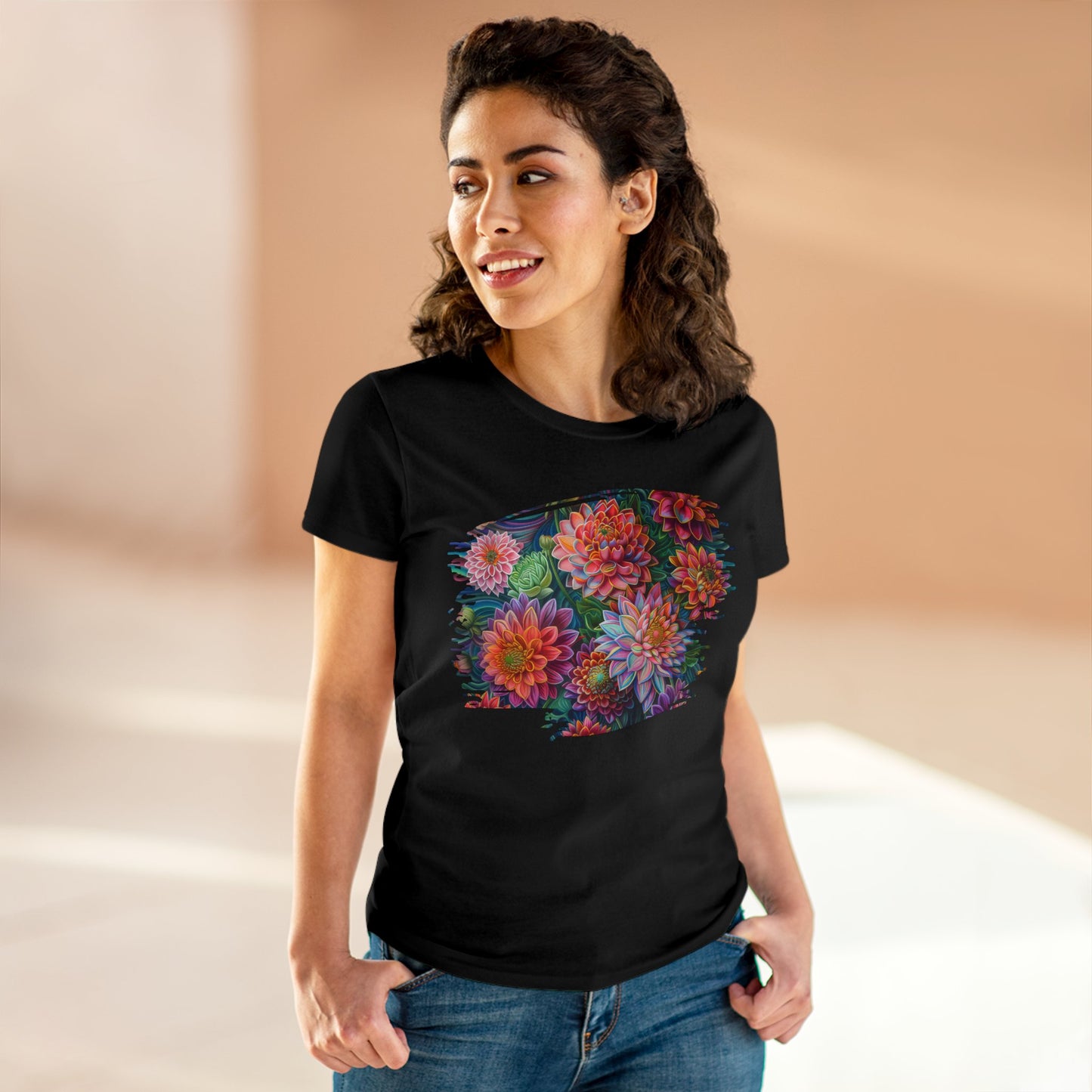 Pastel Flowers - Women's Midweight Cotton Tee