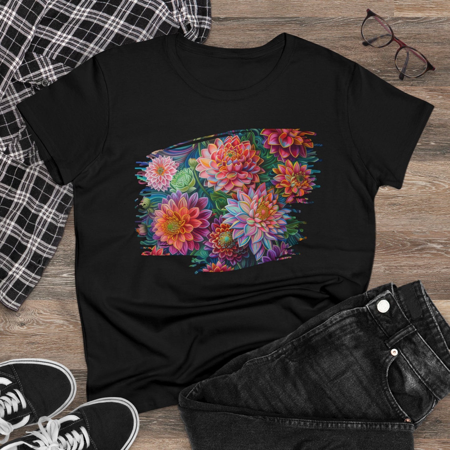 Pastel Flowers - Women's Midweight Cotton Tee