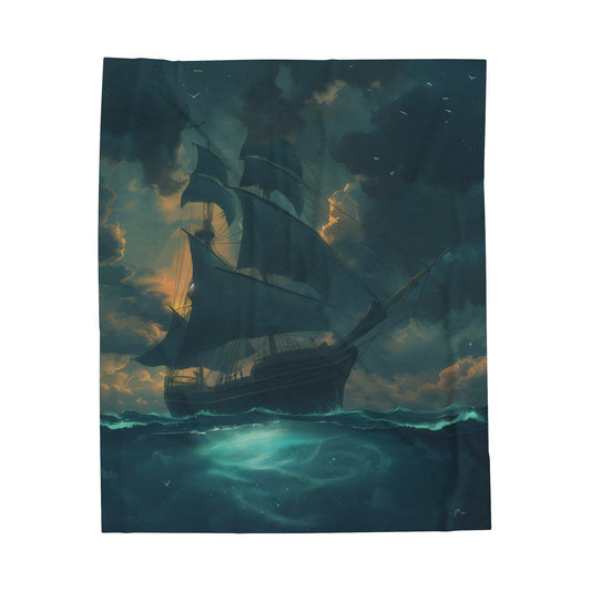 Sailing Ship - Velveteen Plush Blanket