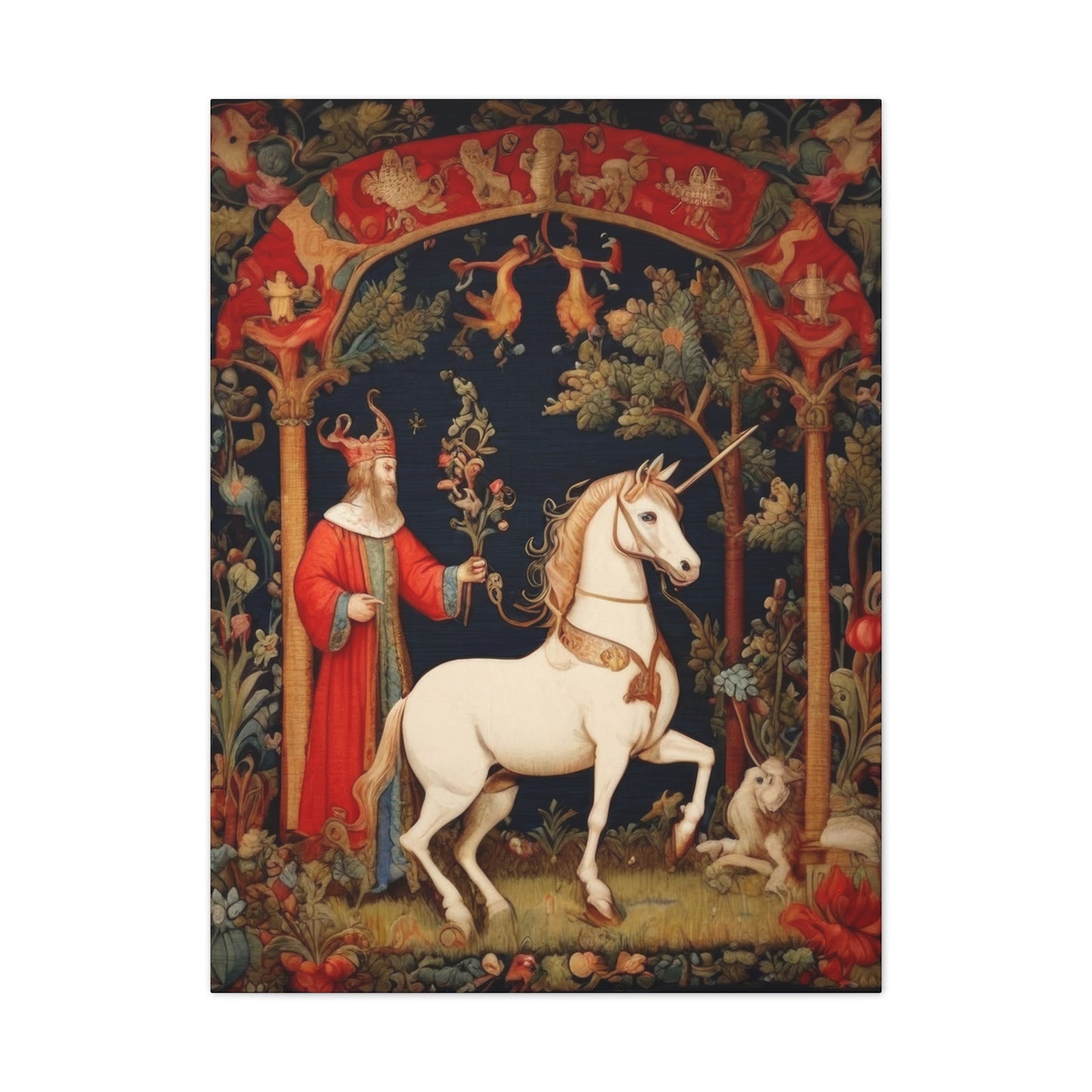 Wizard and the Unicorn Tapestry - Canvas Stretched, 0.75"