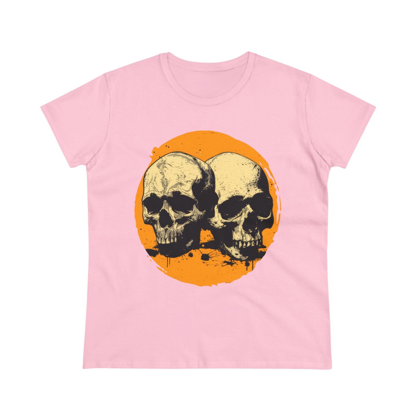 Skulls on Orange - Women's Midweight Cotton Tee