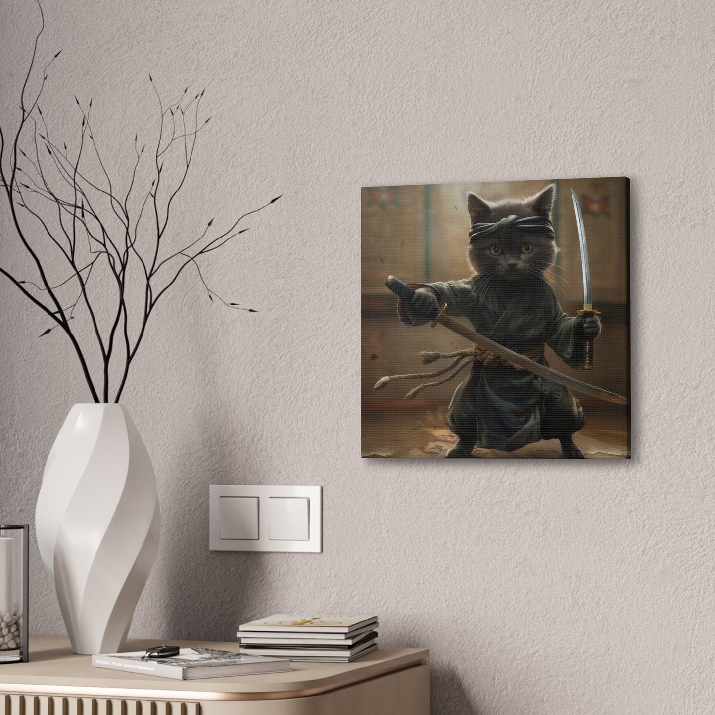 Ninja Kitty - Canvas Stretched, 0.75"