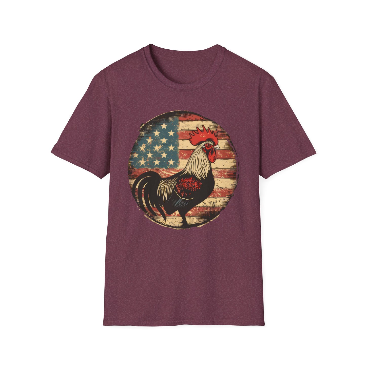 Rooster and Flag - Unisex Softstyle T-Shirt