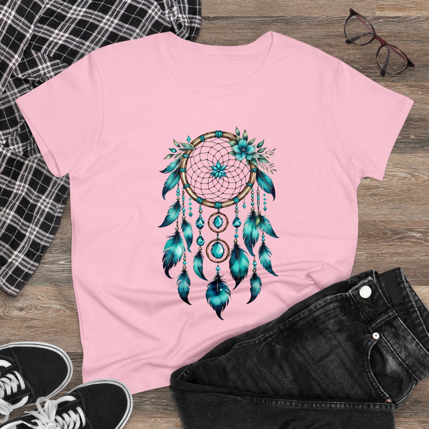 Turquoise Dream Catcher - Sagittarius - Astrology - Women's Midweight Cotton Tee