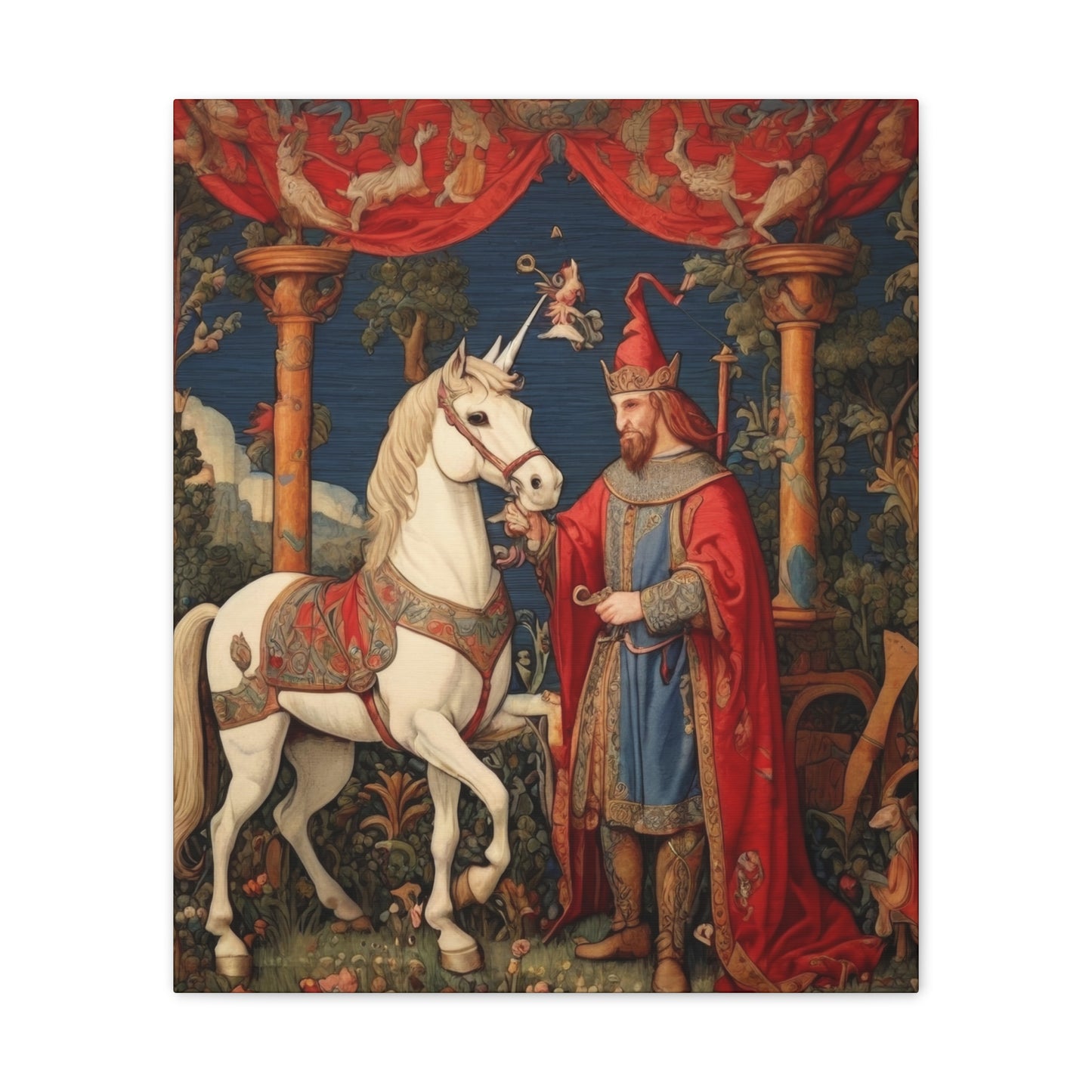 Mage and the Unicorn Tapestry - Canvas Stretched, 0.75"