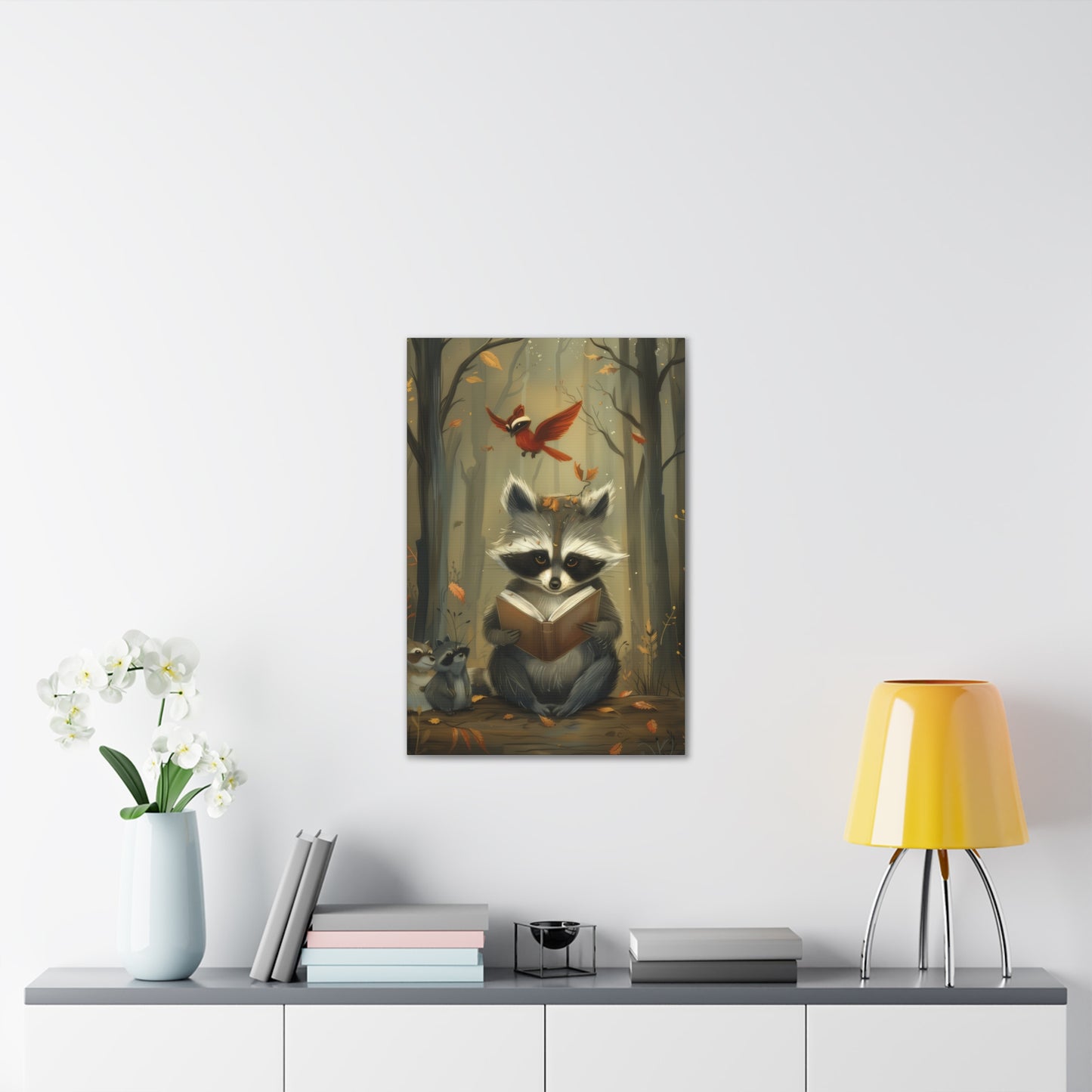 Reading Raccoon - Canvas Stretched, 0.75"